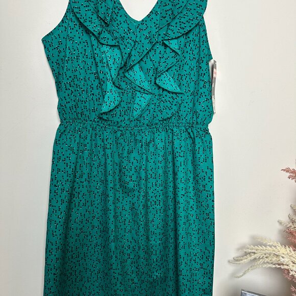 Mossimo Green Pattern Ruffle Dress - Picture 2 of 4